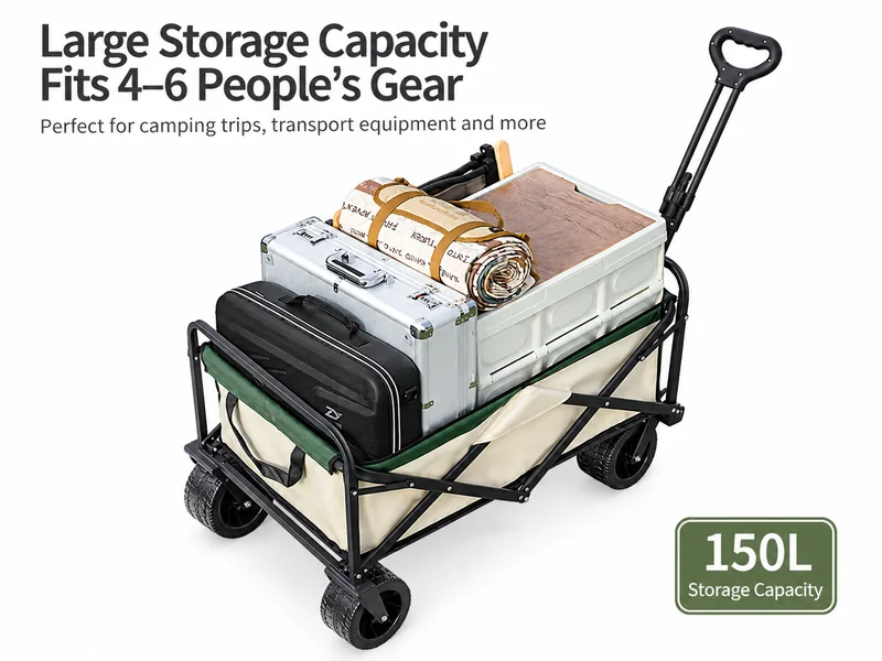 Large Capacity Folding Camping Wagon for Camping Gear Luggage and Outdoor Equipment