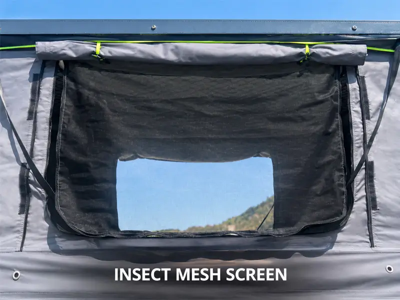 Insect mesh screen for rooftop tent ventilation