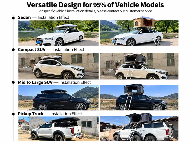 Rooftop tent compatible with multiple vehicle models