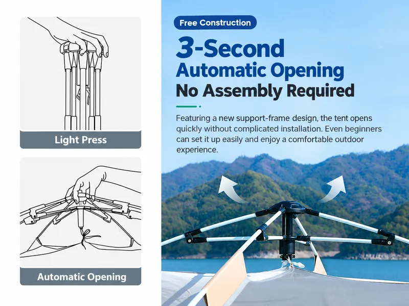 ALT： **Automatic Opening Rooftop Tent with Quick Setup**