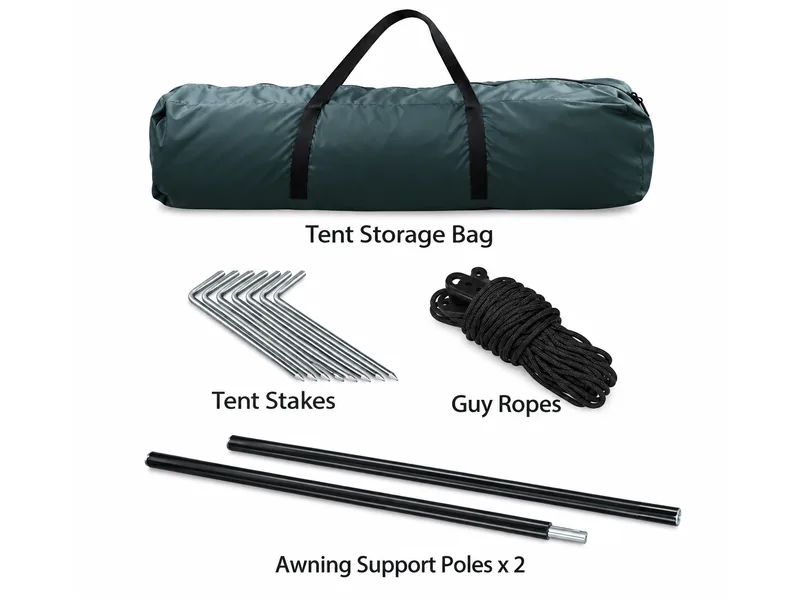 Camping Tent Accessories Set with Storage Bag Tent Stakes Guy Ropes and Awning Support Poles