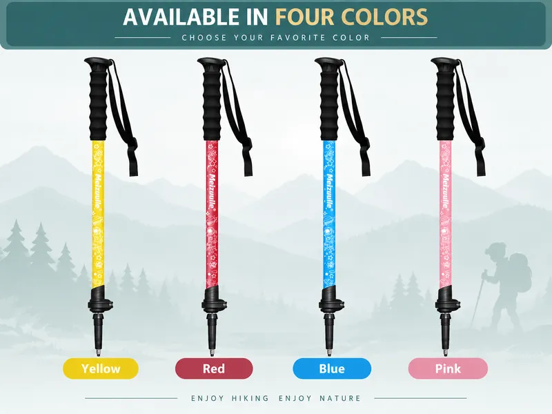 Children's Hiking Poles in Yellow, Red, Blue and Pink