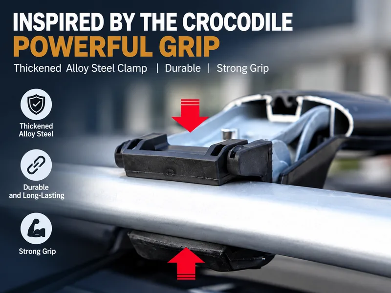 Crocodile Grip Roof Rack Clamp with Strong Aluminum Crossbar Grip