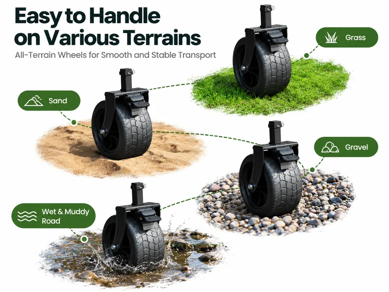 Folding Camping Wagon All Terrain Wheels for Grass Sand Gravel and Wet Roads
