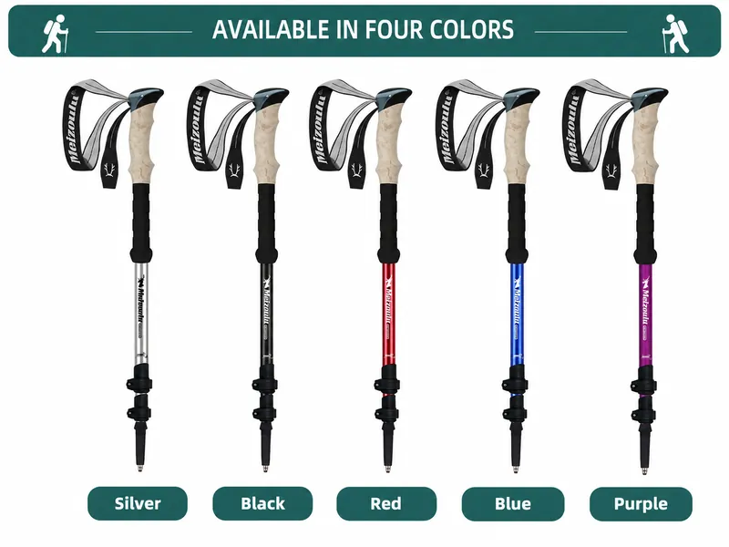 Hiking Poles Available in Silver Black Red Blue and Purple