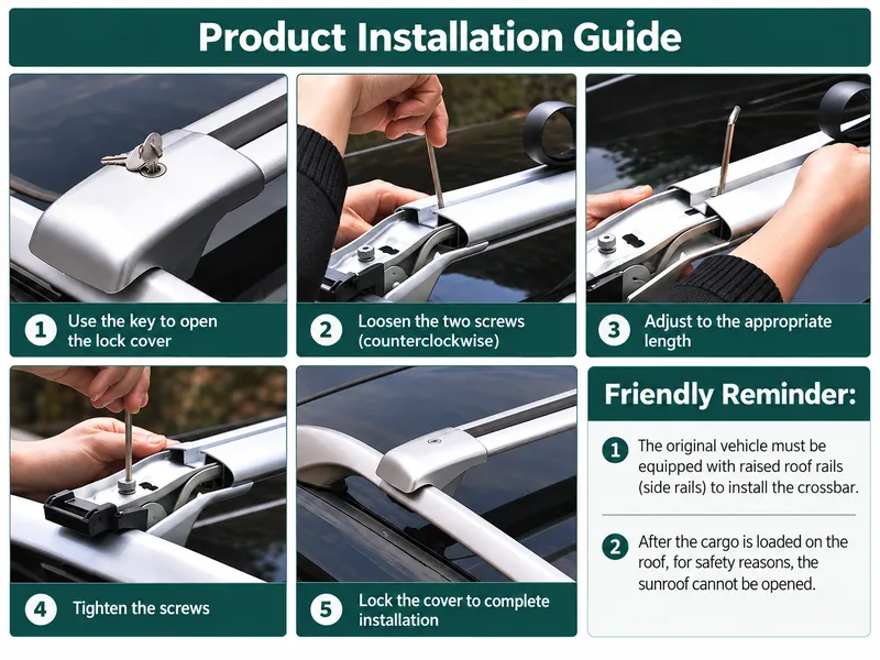 Roof Rack Crossbar Installation Guide with Five Installation Steps