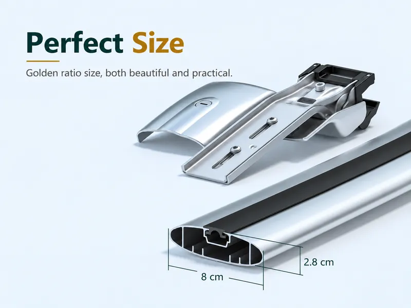 Roof Rack Crossbar Size Specifications with 8 cm Width and 2.8 cm Height