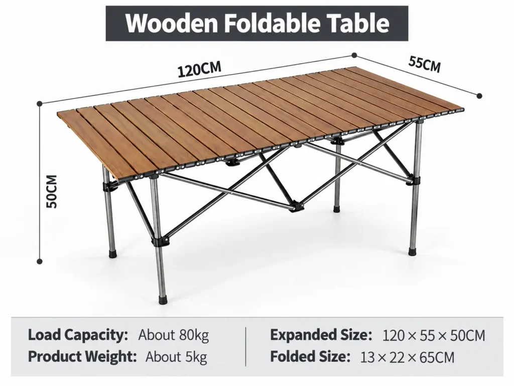 wooden foldable table